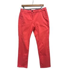 Boden Coral Pants Womens Size 8 Long Flat Front Casual Preppy Tropical Island